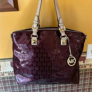 Michael Kors Glossy Maroon Tote